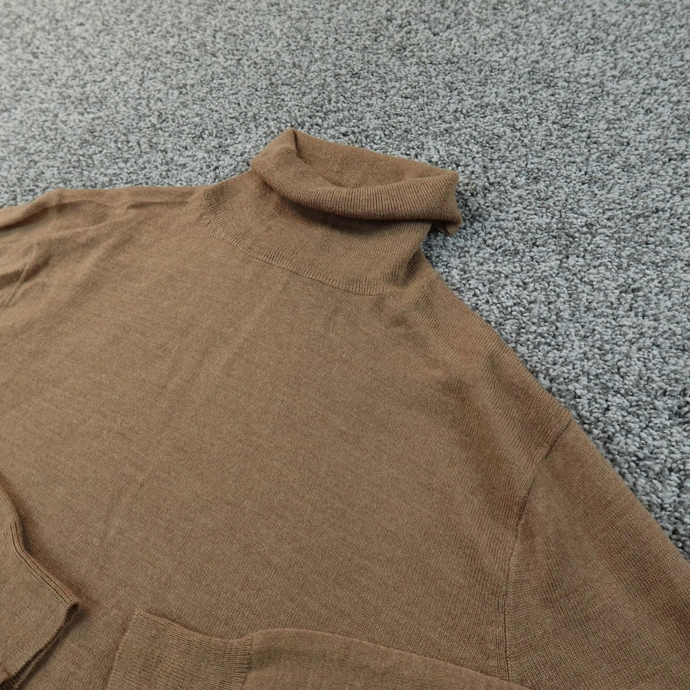 J Crew Sweater Mens S Brown Merino Wool Blend Turtleneck Knit Pullover Soft